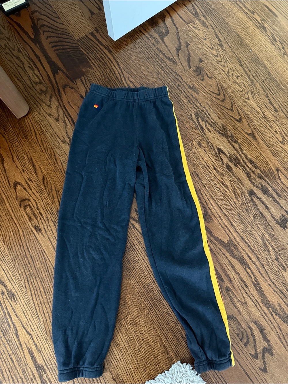 Aviator Nation Black Sweatpants with Yellow Side Stripe